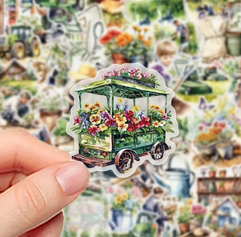 50 autocollants FLEURS et JARDIN