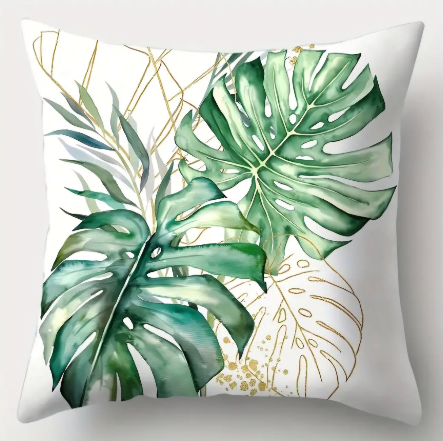 HOUSSES DE COUSSINS VERTES MONSTERA 45x45 • 4 PIÈCES
