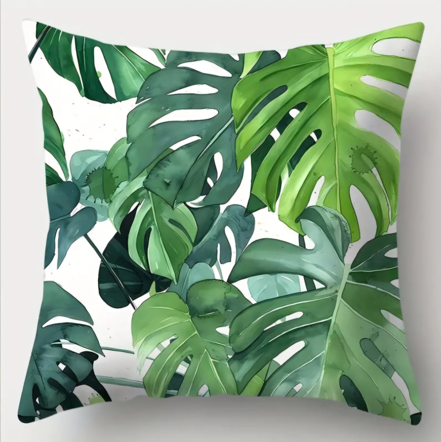 HOUSSES DE COUSSINS VERTES MONSTERA 45x45 • 4 PIÈCES