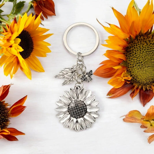 Porte-clés Tournesol argenté