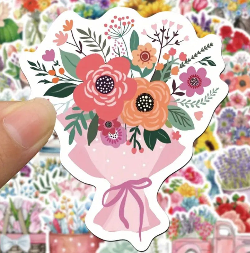 50 autocollants FLEURS et BOUQUETS