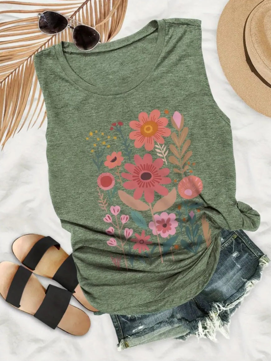 Débardeur floral vert