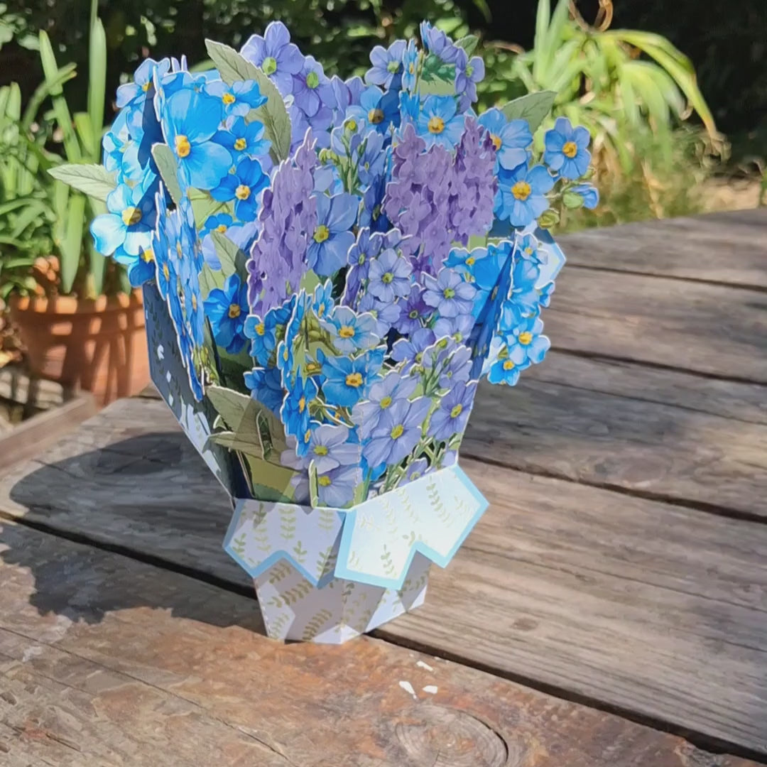 vidéo carte de voeux bouquet de bleuets en 3 dimensions